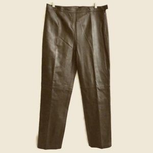 Leather Pant Straight High Waist Fully Lined Side Zip